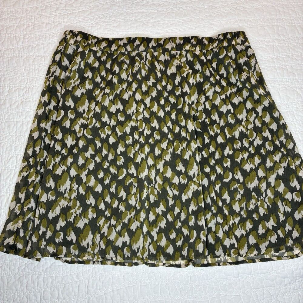 Banana Rep Pull On Green Skirt Artsy Fit & Flare Boho Elastic Packable Flowy XLT